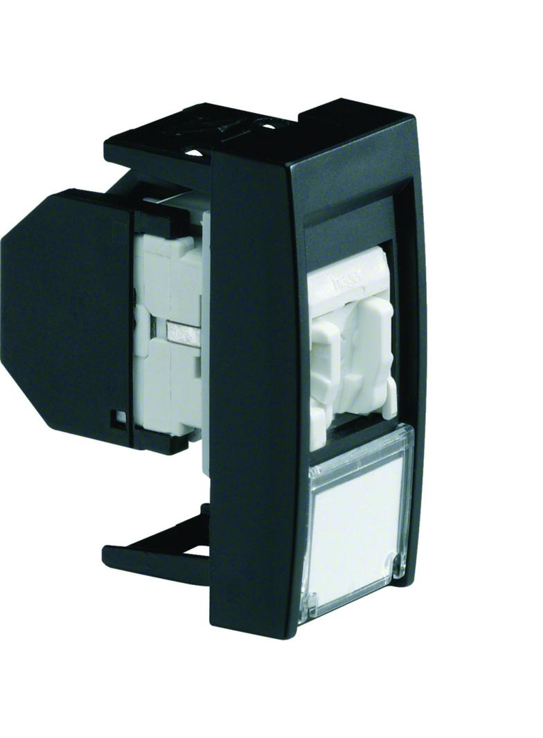 systo Gniazdo informatyczne z polem opisowym 1x RJ45 kat. 6 UTP 1M czarny WS219N HAGER