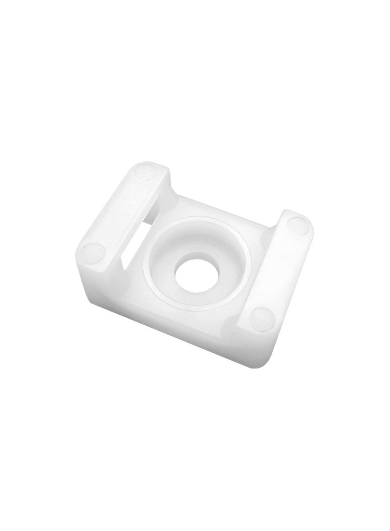 Uchwyt opaski kablowej siodełkowy przykręcany 16x11 mm otwór montażowy 3,6mm biały 100 sztuk OR-AE-1