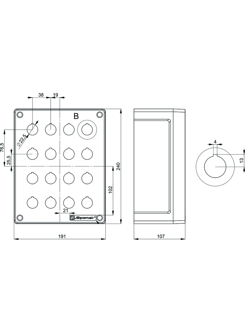KASETA STEROWNICZA WIELOOTWOROWA PUSTA - 16 OTWORÓW