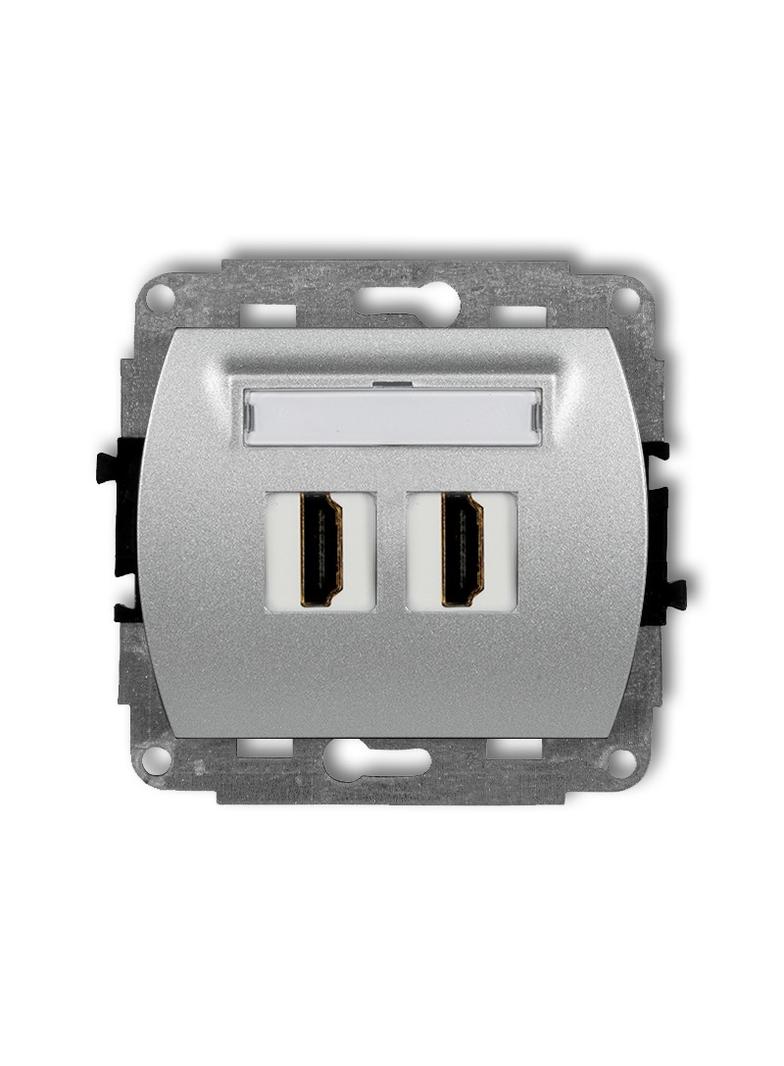 TREND Mechanizm gniazda podwójnego HDMI 2.0 srebrny metalik