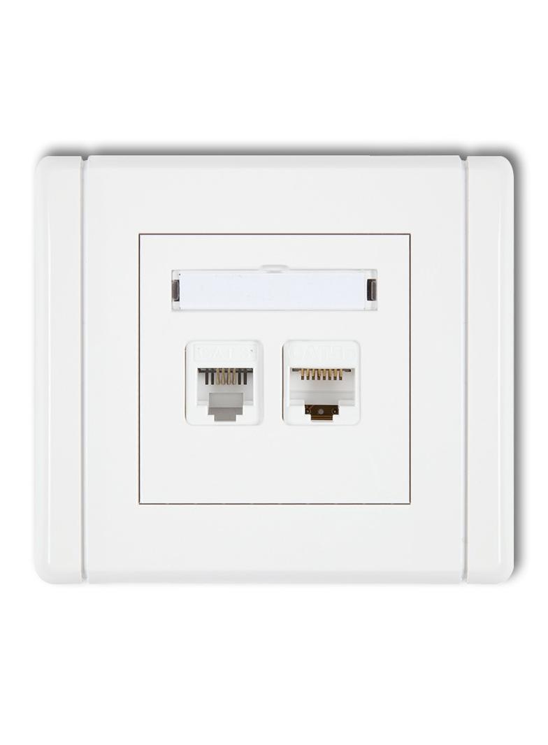 FLEXI Gniazdo telefoniczne pojedyncze 1xRJ11 + komputerowe pojedyncze 1xRJ45, kat. 5e, 8-stykowe, be