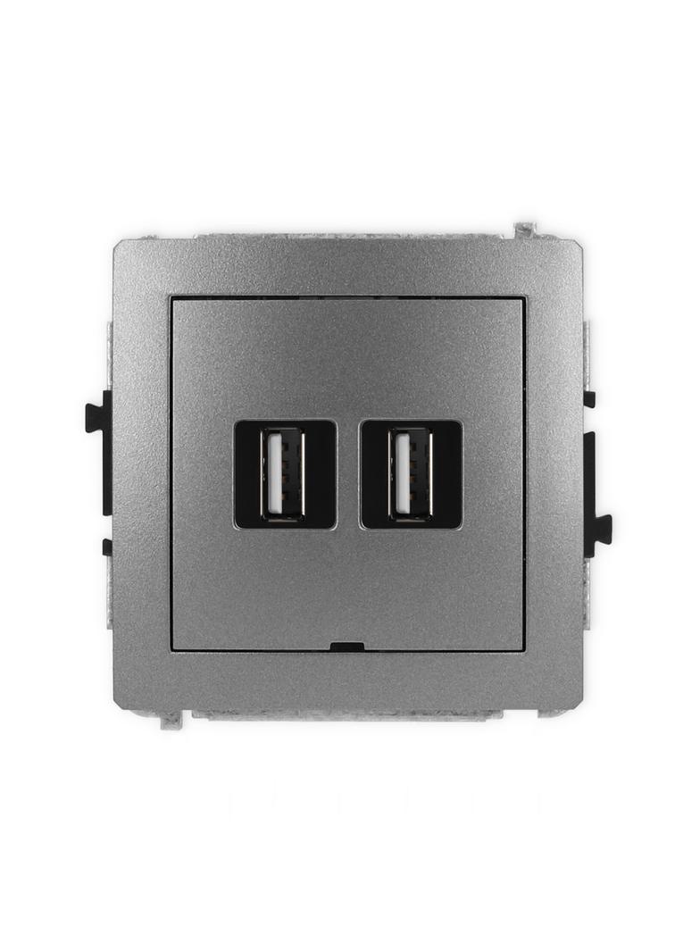 DECO Gniazdo podwójne 2xUSB A-A 2.0, bez pola opisowego grafitowy 11DGUSBBO-2 KARLIK