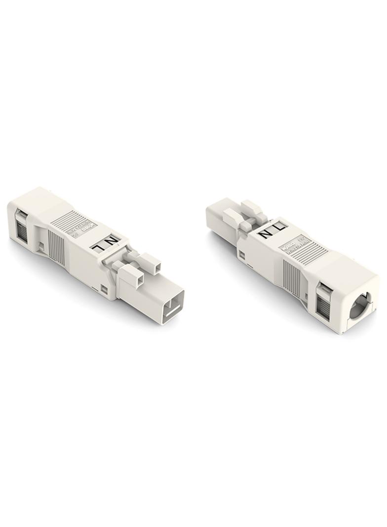 WINSTA MINI wtyk 2-torowy biały z obudowa odciążającą naciąg