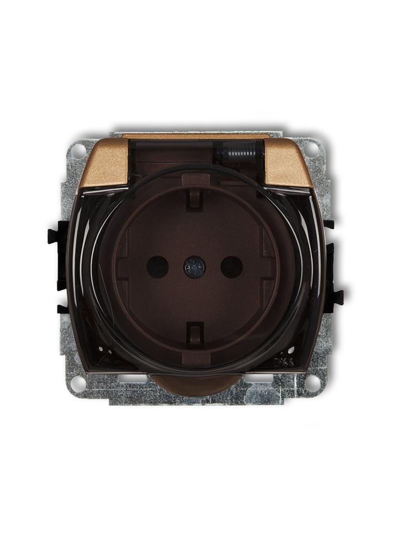 TREND Mechanizm gniazda bryzgoszczelnego z uziemieniem SCHUKO 2P+Z (klapka dymna, przesłony torów pr