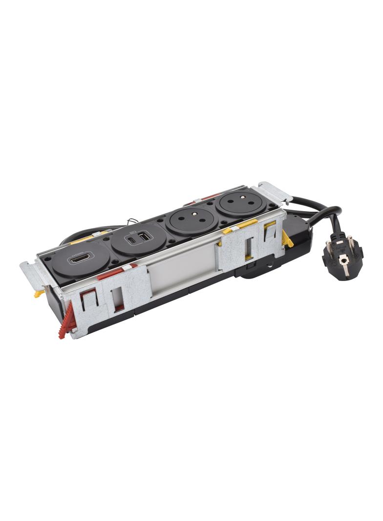 INCARA: DISQ'IN - 2X2P+Z / USB A+C / HDMI - 2,0 M-CZARNY, Legrand