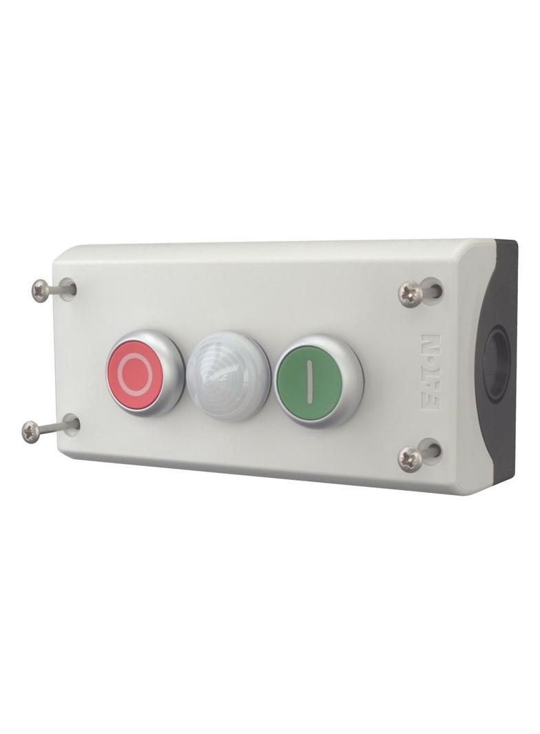 M22-I3-M2 Kaseta sterownicza 3-otworowa START/STOP/lampka biała 2Z 2R szara IP67 216533 EATON