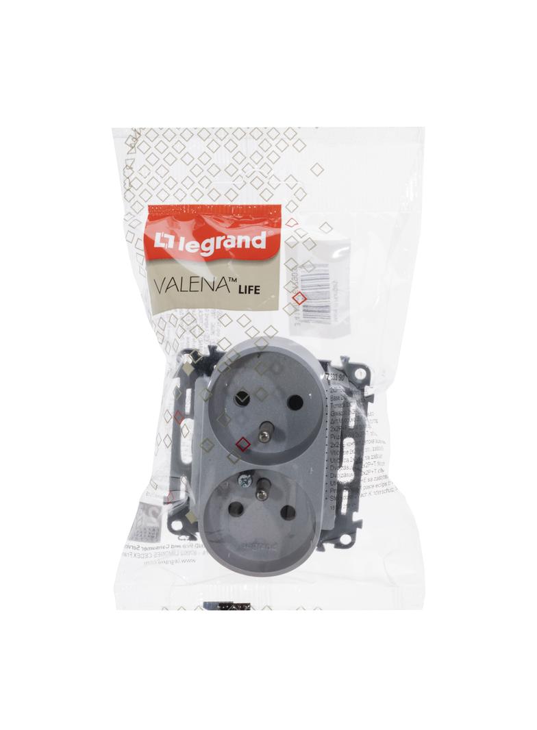 VALENA LIFE GNIAZDO 2 P+Z Z PRZESŁONĄ DO RAMEK WIELOKROTNYCH ALUMINIUM 16 A – 250 V~, Legrand