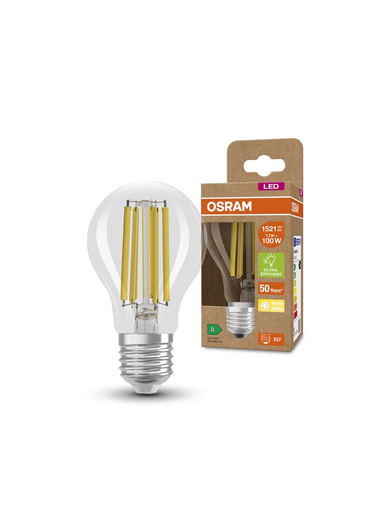 Lampa LED Classic A100 energooszczędna szkło przezroczyste 7,2W 830 E27 OSRAM