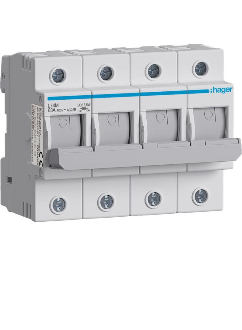 Rozłącznik bezpiecznikowy D02 4-pol. 63A L74M HAGER