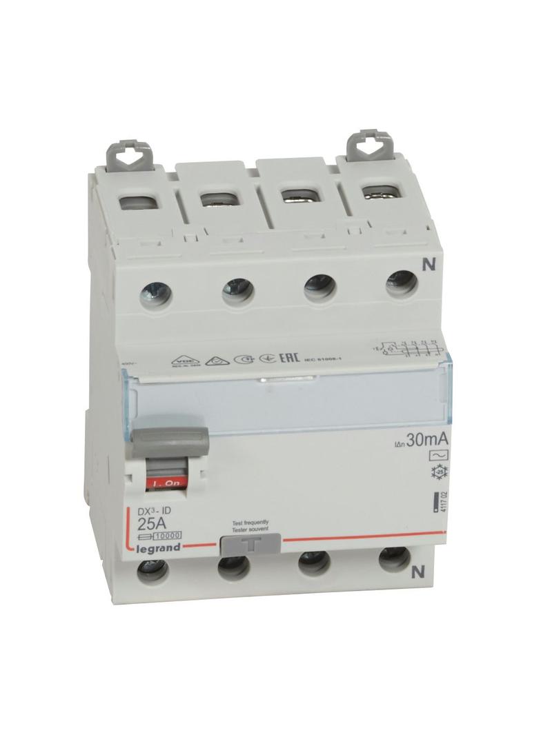 WYŁĄCZNIK RÓŻNICOWOPRĄDOWY P 304 4P 25A 30MA TYP AC SERII DX3, Legrand