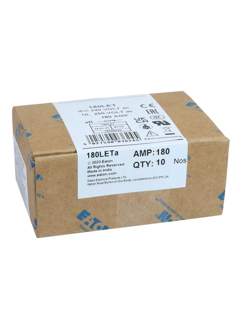 180AMP 250V AC BS88 HIGH SPEED FUSE Wkładka szybka 180A AC 240V DC 150V BS88 18x56 mm aR, 180LET EAT