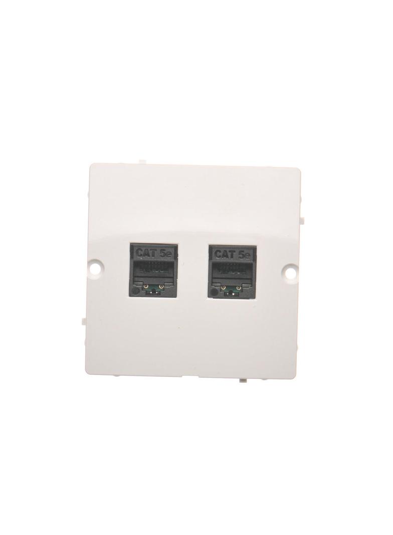 Simon Basic Gniazdo komputerowe RJ45 podwójne kategoria 5e . Montaż gniazda na wkręty do puszki biały BMF52.02/11 KONTAKT