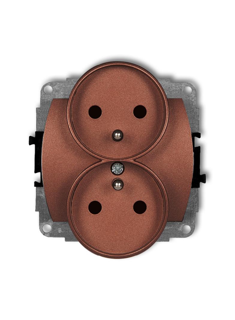 TREND Mechanizm gniazda podwójnego do ramki poziomej z uziemieniem 2x(2P+Z) (przesłony torów prądowy
