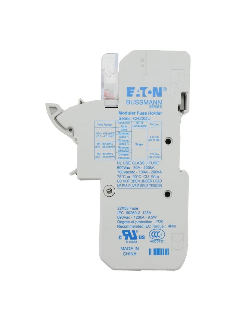 Podstawa bezpiecznikowa 22x58 3P 125A 690V AC mikroprzekaźnik CH223DMSU-F EATON