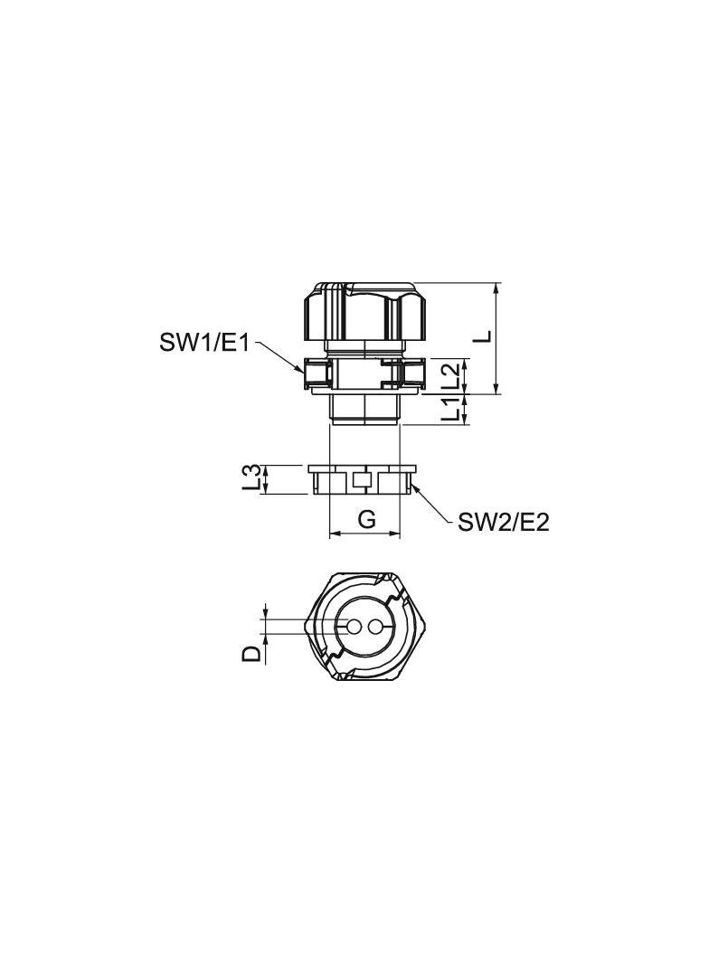 V-TEC TB32 2x11 Dławik kablowy, rozdzielny