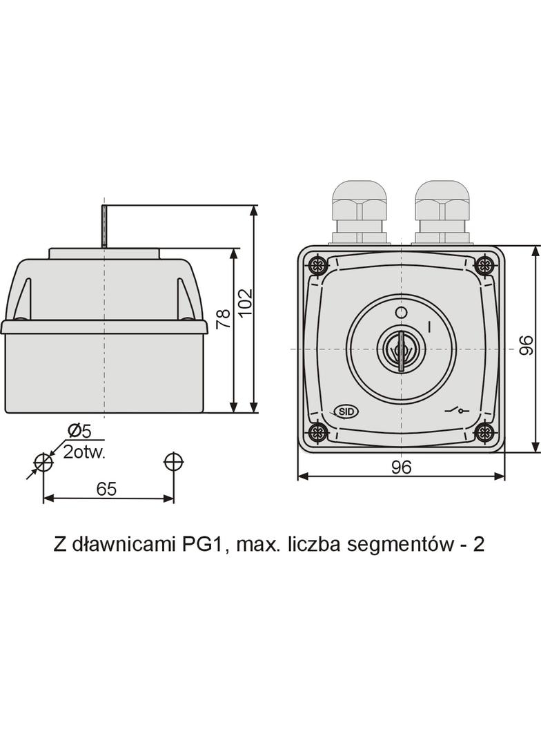 Łuk E25-13z/z Włącz-wyłącz z zamkiem 0-I IP-44