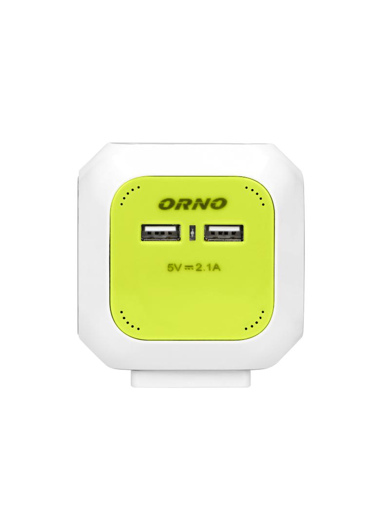 Przedłużacz Kostka 4x2P+Z 2xUSB H05VV-F 3x1mm2 1,4m limonkowy OR-AE-13144/L ORNO