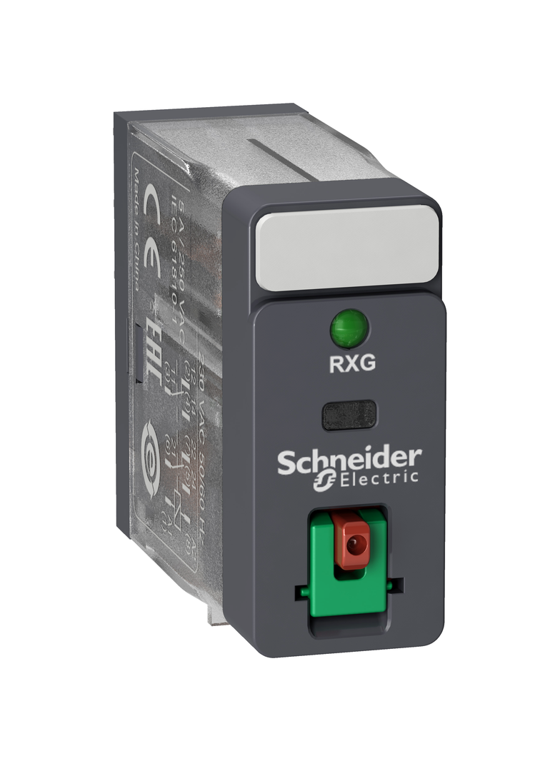 Zelio Relay Przekaźnik interfejsowy z przyciskiem test oraz LED 48V AC 5A 2 styki C/O RXG22E7 Schneider