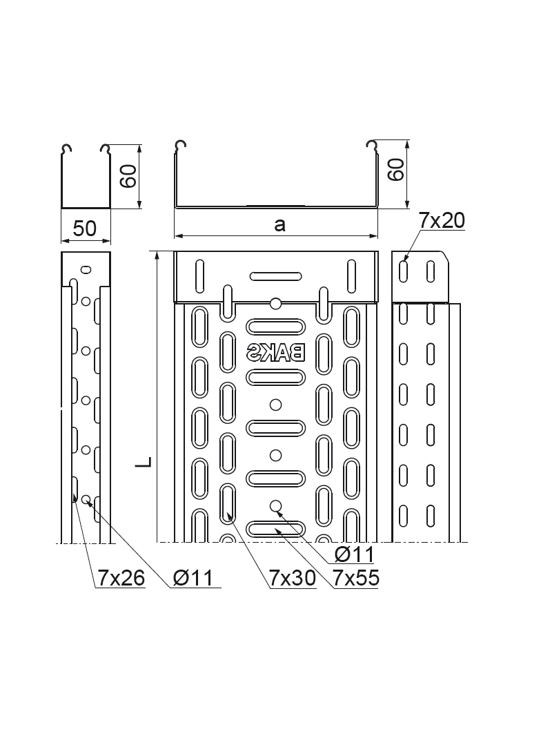 KGR200H60/3 KORYTKO 0,5 MM