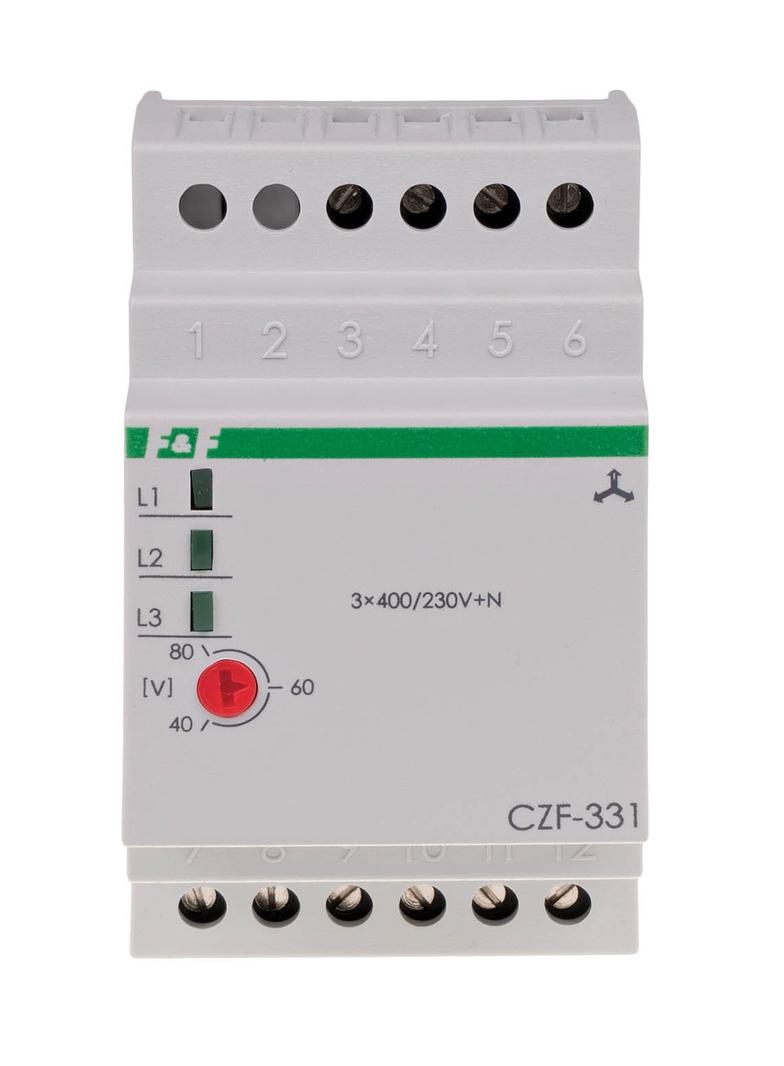 CZUJNIK ZANIKU FAZY, STYKI: 2P, I=2X5A; PRÓG REGULOWANY 165-180V, 3 MODUŁY