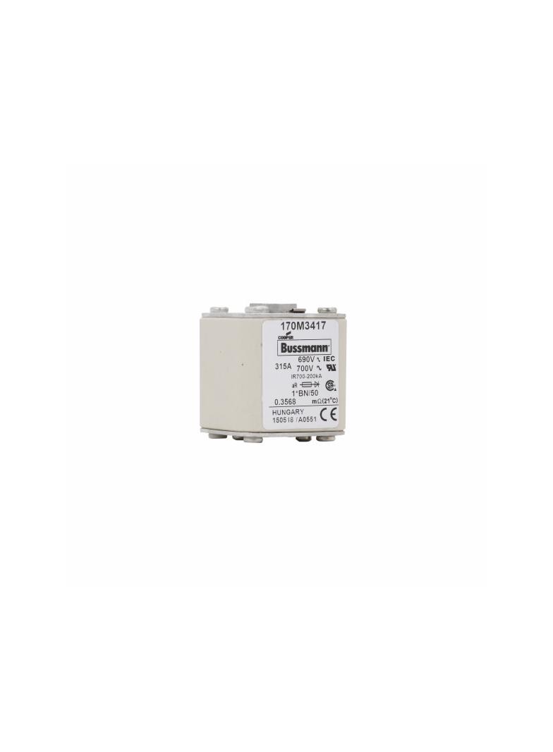 FUSE 315A 690V 1*BN/50 AR UC Wkładka szybka 315A AC 690V rozmiar 1 45x59x51 mm aR I 170M3417 EATON