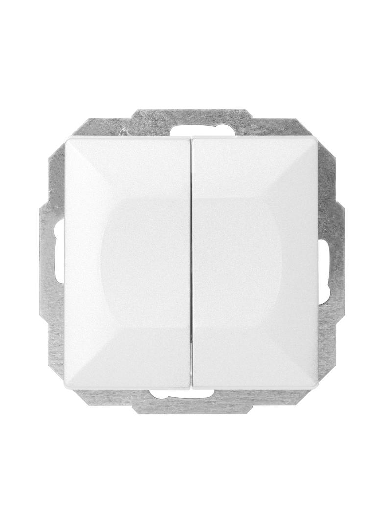 Łącznik podtynkowy schodowy podwójny Pearl, 10A, 250V, WP-2/5P, biały OR-OE-7702/2/W ORNO