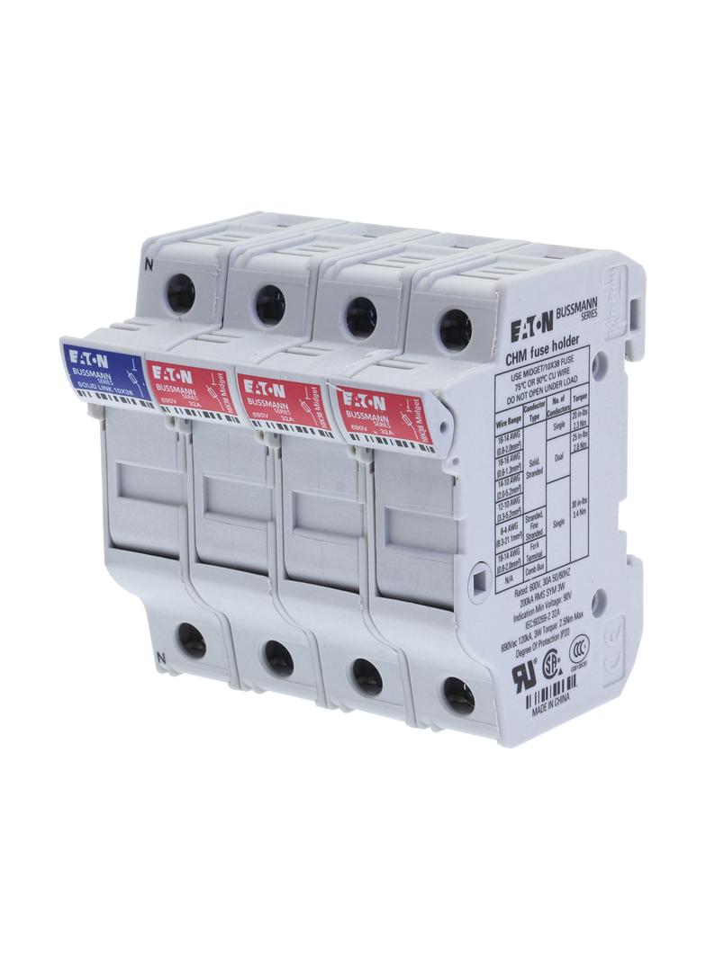 3P&Neutral 30A 600V MFH For 10X38 Midget Podstawa wkładki cylindrycznej 10x38 3p+1N 32A 690VAC CHM3D