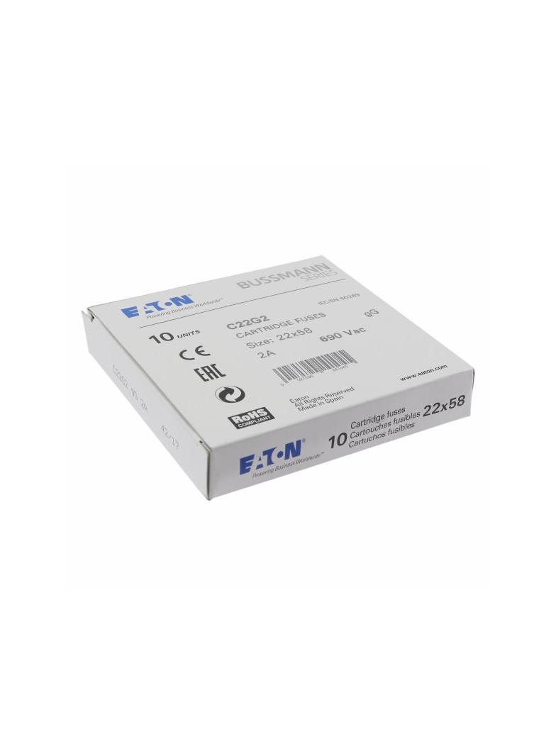 CYLINDRICAL FUSE 22 x 58 2A GG 690V AC Wkładka cylindryczna 22 x 58mm 2A GG 690V AC C22G2 EATON