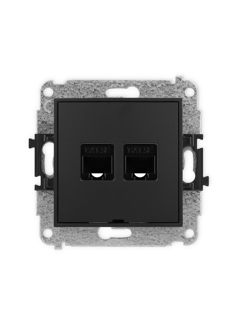 MINI Gniazdo podwójne komputerowe 2xRJ45, kat. 5e, 8-stykowy, bez pola opisowego czarny mat 12MGKBO-2 KARLIK