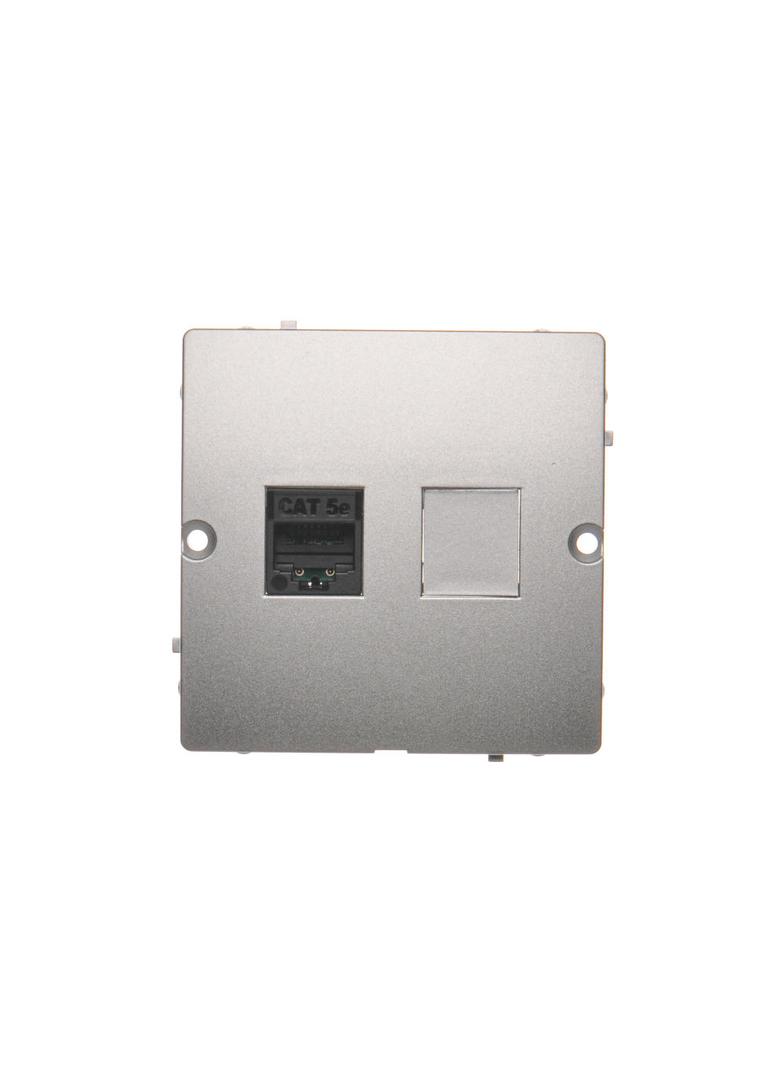 Simon Basic Gniazdo komputerowe RJ45 pojedyncze kategoria 5e . Montaż gniazda na wkręty do puszki srebrny mat BMF51.02/43 KONTAKT