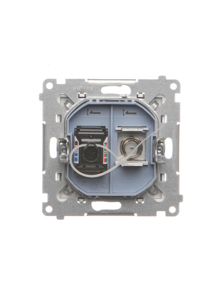 Simon 55 Gniazdo antenowe typu /F/ + RJ45 kat.6 Aluminium mat TASFRJ45.01/143 KONTAKT