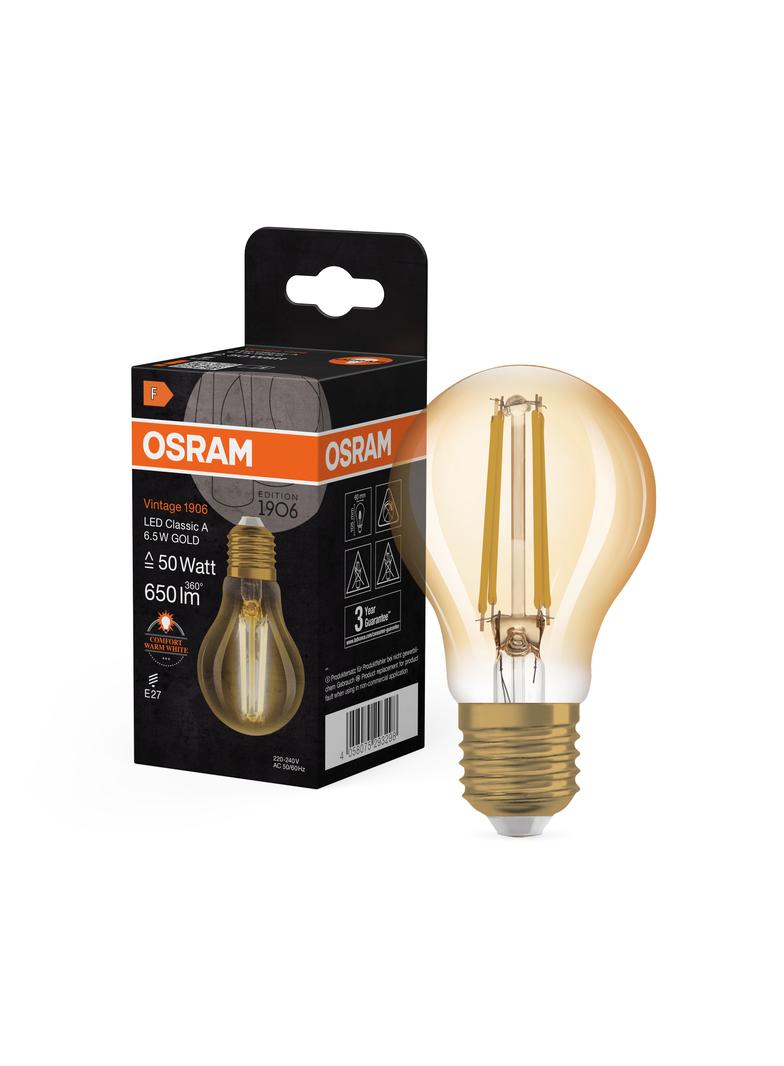 Lampa LED Vintage 1906 CL A Filament szkło przezroczyste GOLD 50 non-dim 6,5W 824 E27