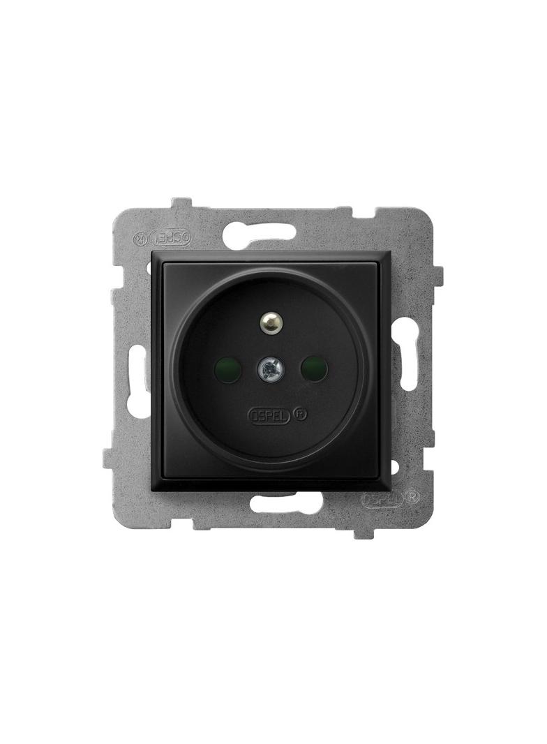 ARIA Gniazdo pojedyncze z uziemieniem z przesłonami torów prądowych - kolor czarny metalik