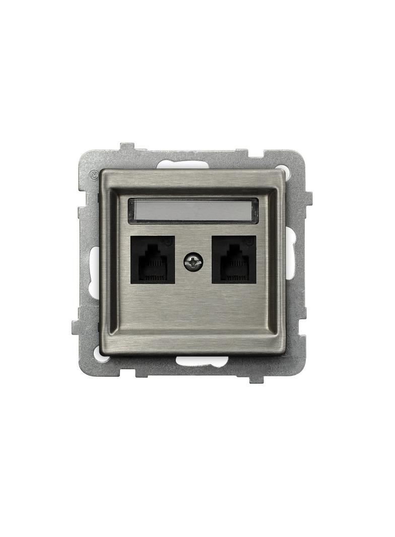 SONATA STAL INOX Gniazdo telefoniczne podwójne niezależne kolor stal inox GPT-2RMN/m/37 OSPEL
