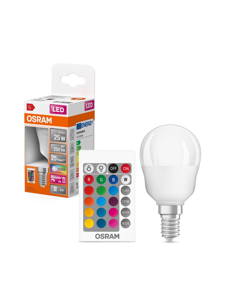 Żarówka LED kulka OSRAM RGBW RGB + pilot 4.5W E14