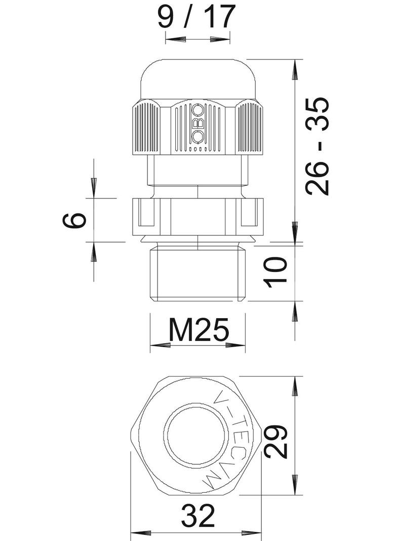 V-TEC VM25UV LGR, Dławik kablowy