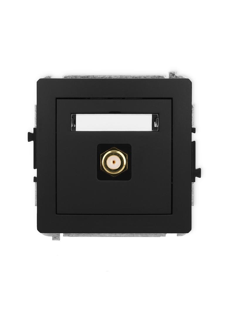 DECO Mechanizm gniazda antenowego pojedynczego typu F (SAT) pozłacany czarny mat