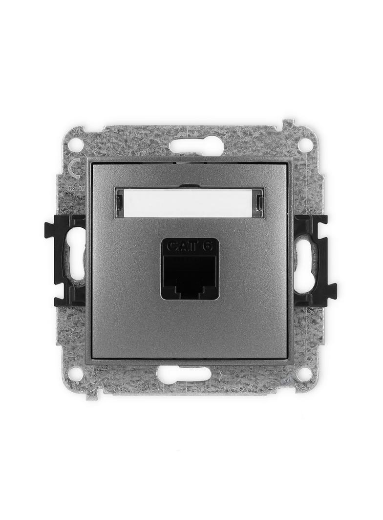 ICON Mechanizm gniazda komputerowego pojedynczego 1xRJ45, kat. 6, 8-stykowy grafitowy