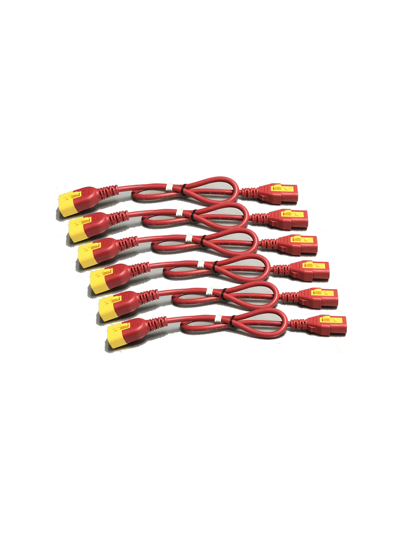 Zestaw kabli zasilających (6 szt.), z blokadą, z C13 na C14, 1,2 m, czerwony