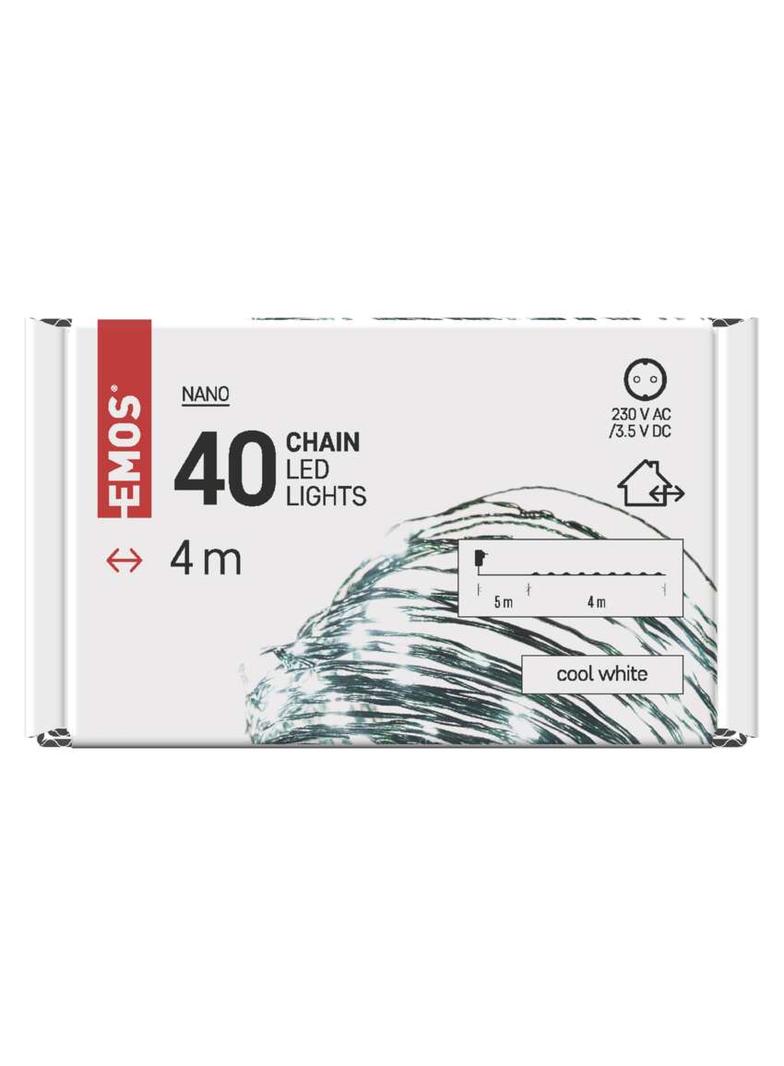 Lampki świąteczne nano łezki 40 LED 4m zimna biel IP44 timer D3AC03 EMOS