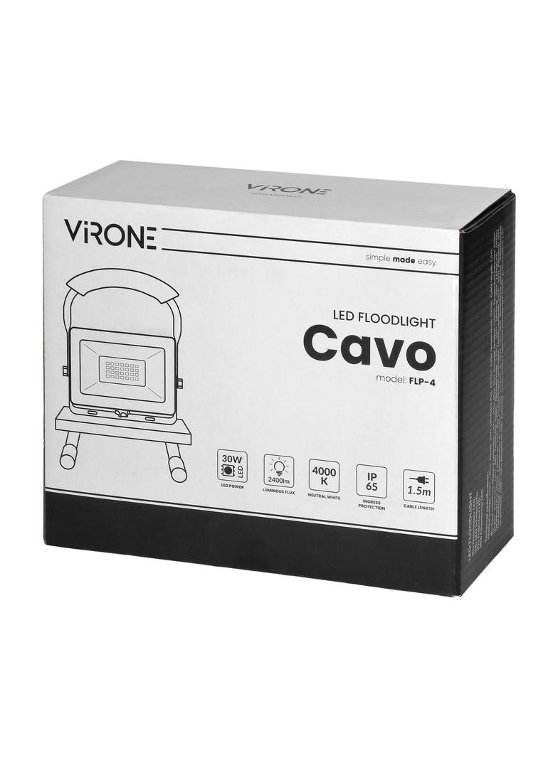 CAVO Przenośny naświetlacz LED 30W, na statywie, 2100 lm, IP65, 4000K, z przewodem 1,5m FLP-4 ORNO