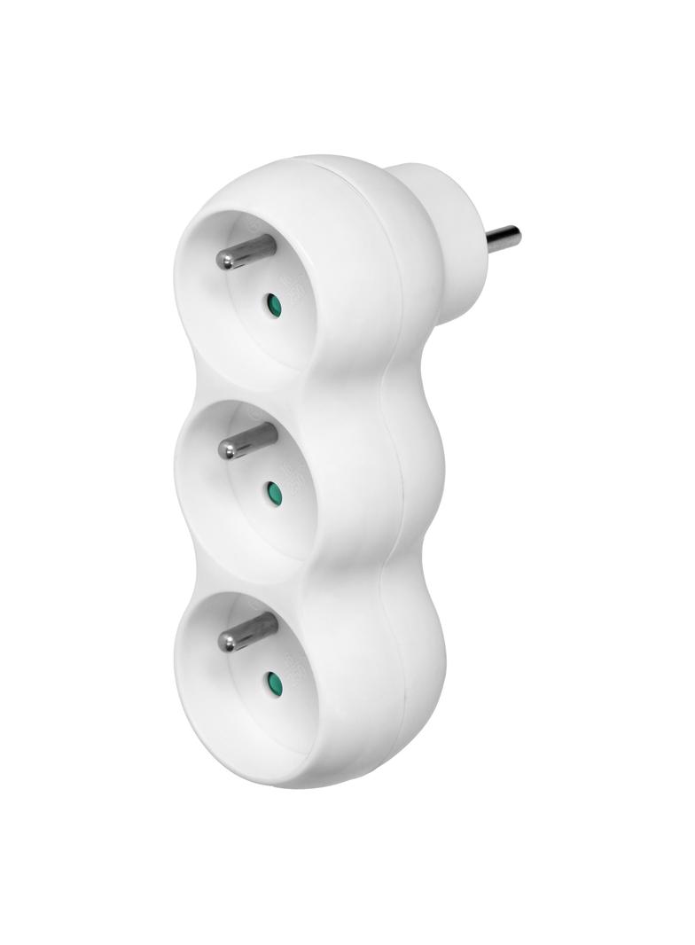 Rozgałęźnik bałwanek 3x2P+Z wtyczka górna biały OR-AE-13252 ORNO