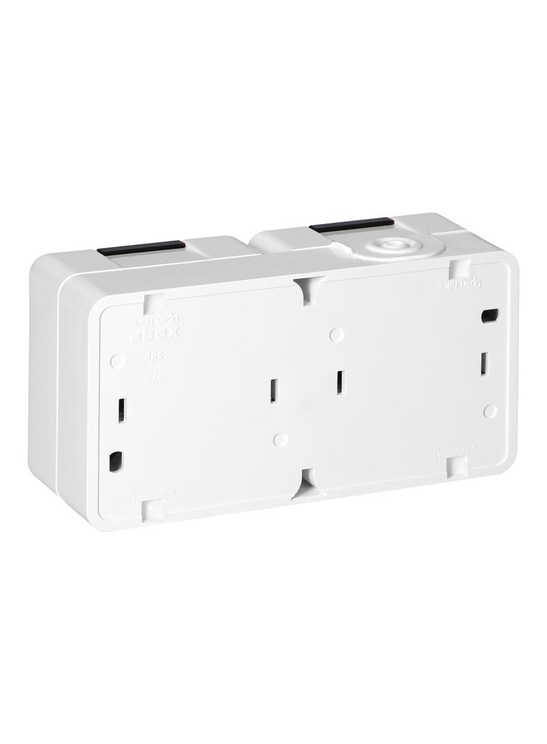 Gniazdo podwójne 2x 2P+Z SCHUKO bryzgoodporne z klapką dymną IP44, SMART, biały