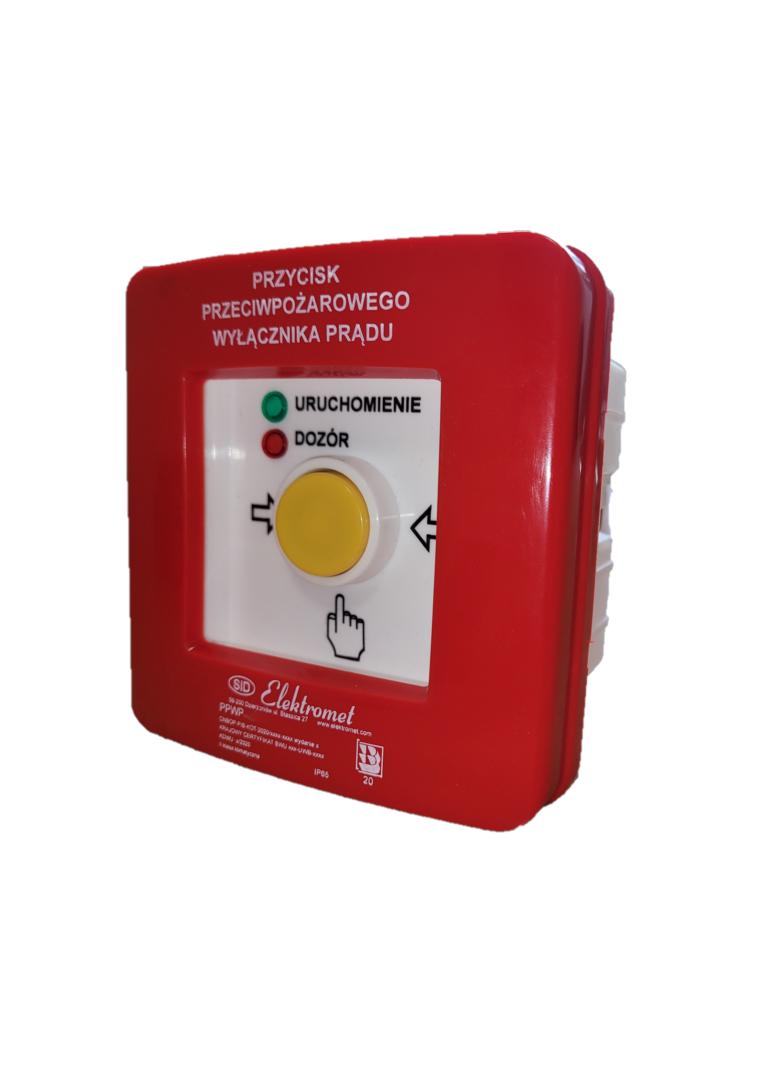 Przycisk przeciwpożarowego wyłącznika prądu PPWPp-4 B/4 4 tory prądowe 12A NC-NO NC-NO, podtynkowy,
