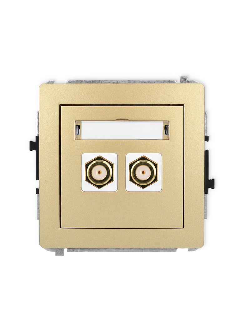 DECO Mechanizm gniazda antenowego podwójnego typu F (SAT) pozłacany złoty