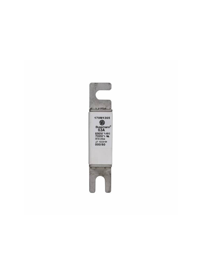 50A 690V IEC gR 000/80 SQ.BODY IND. FUSE Wkładka szybka 63A AC 690V DIN 000 21x40x100 mm, 170M1365 E