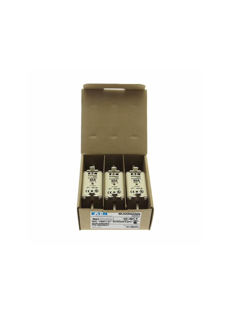 PV-80ANH1 Wkładka PV NH 80A 1000V DC PV rozmiar 1 podwójny wskaźnik PV-80ANH1 EATON