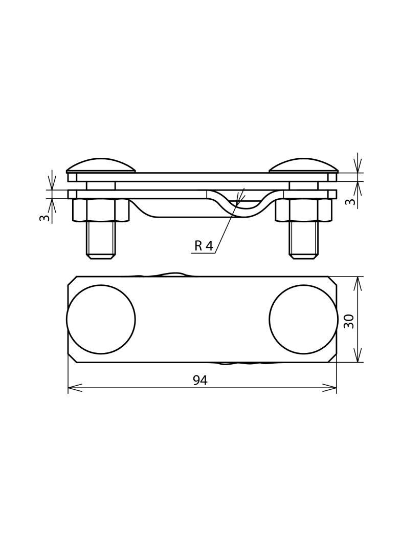 Zacisk SV do drutu 7-10/płask. 30 mm, stal nierdzewna NIRO