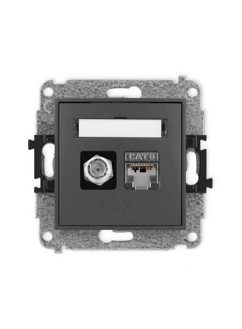 ICON Mechanizm gniazda antenowego poj. typu F (SAT) + gniazda komp. poj. 1xRJ45, kat. 6 ekranowany,