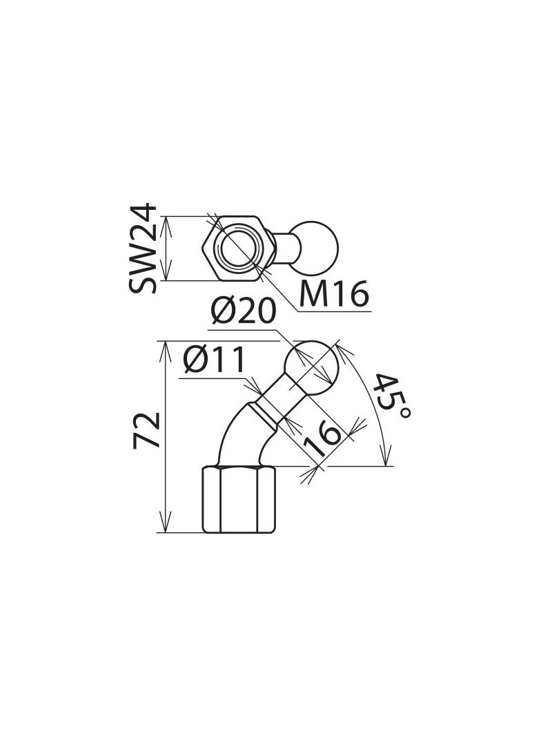 Punkt mocowania kulowy fi 20 mm kątowy 45 st.